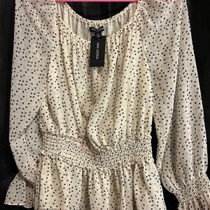 Max Edition Ivory and Black Heart Blouse